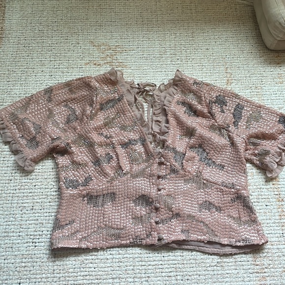 Anthropologie Forever That Girl Sequined V-Neck Blouse Sz. L NWT - Picture 5 of 7